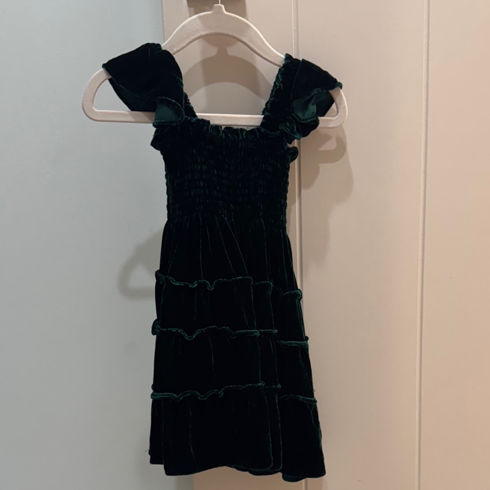 Hill House Green Velvet Kids Dress